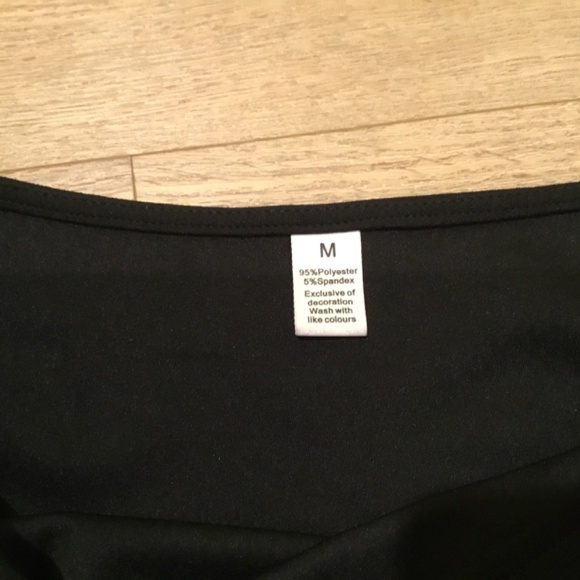 NWT OWIN Black Off Shoulder Ruched Bodycon Cocktail Midi Dress Size Medium - Picture 6 of 7